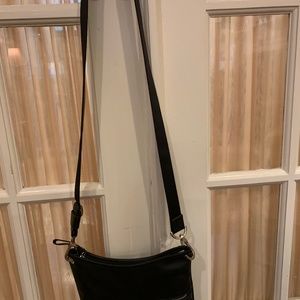 Longchamp black leather crossbody bag